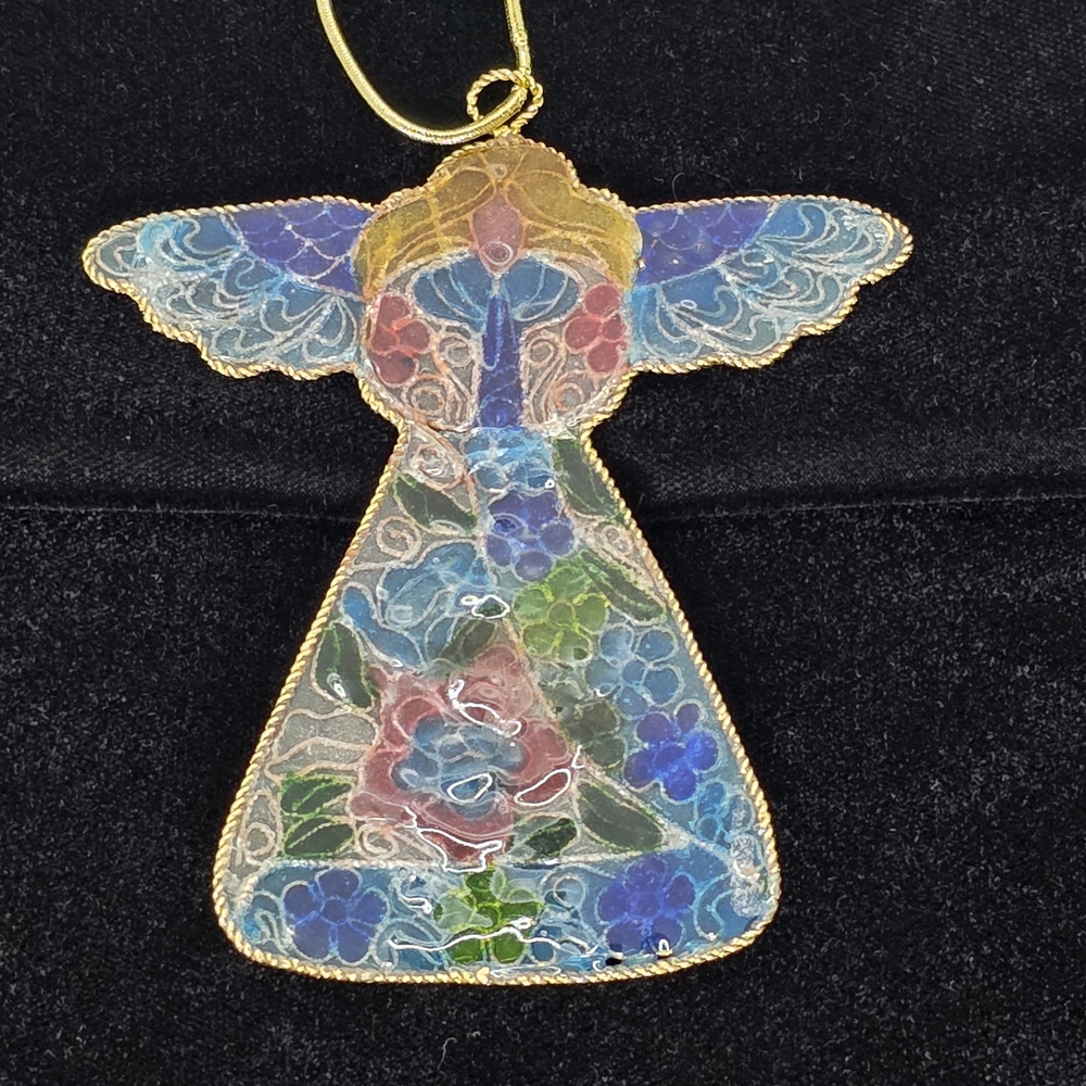 Vibrant Angel Ornament with Gold Trim